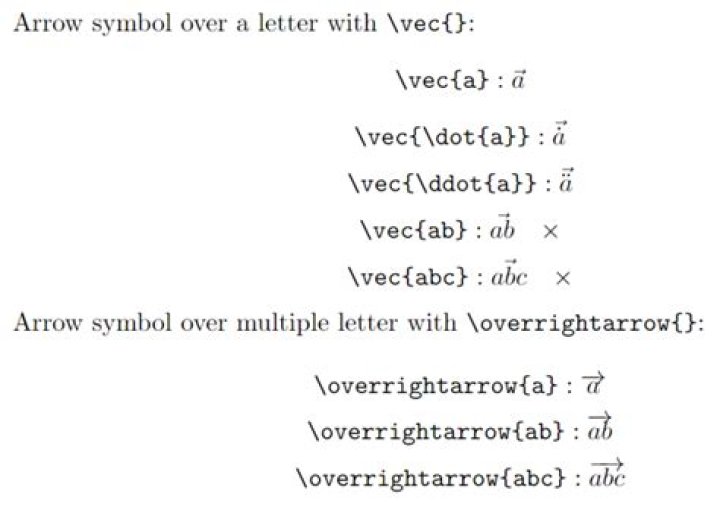 How do you create a vector in LaTeX?