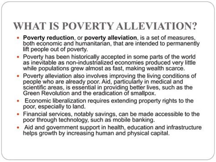 What is poverty alleviation example?